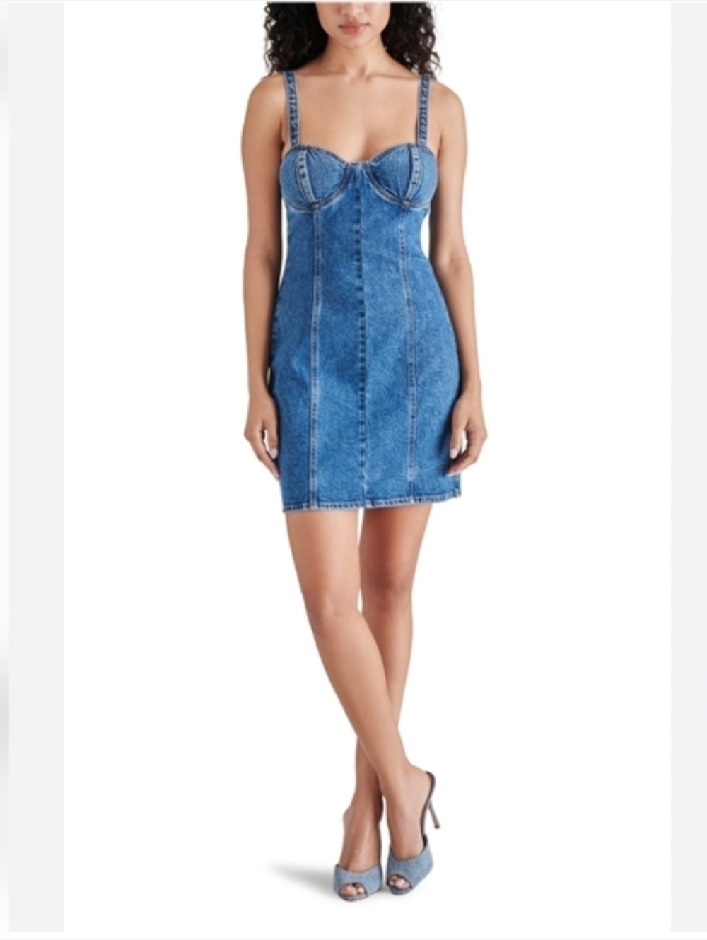 NWT Steve Madden Denim Corset Mini Dress XL Blue Jean Bodycon